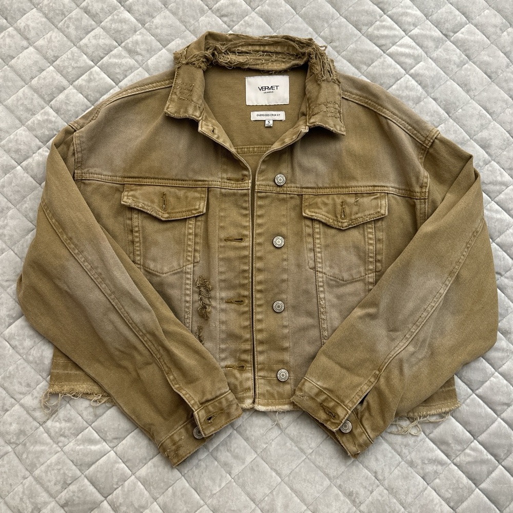 Vervet oversized crop denim jacket